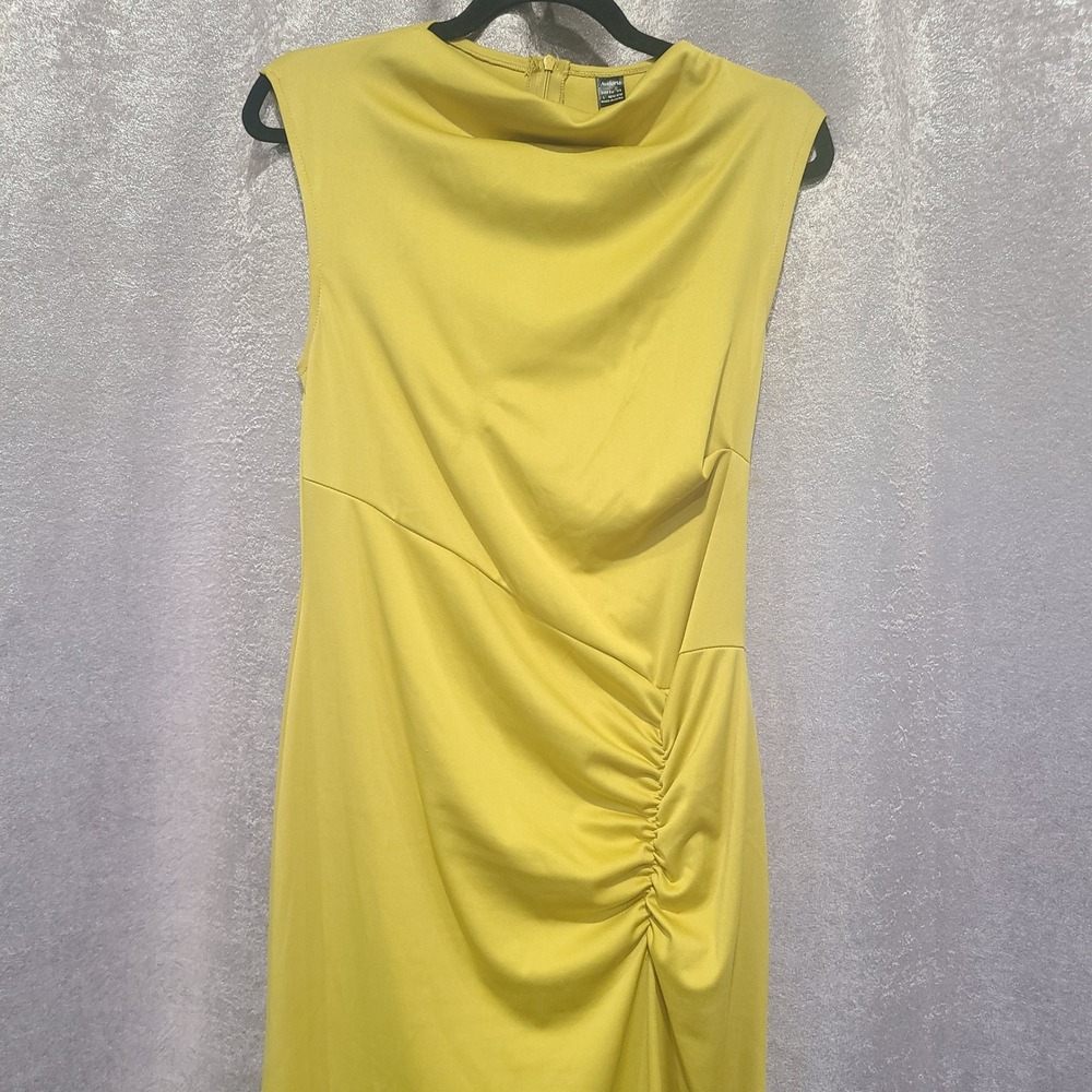 Aveloria Chartreuse Yellow Ruched Sleeveless Maxi Dress Size 8/10 Large - Picture 3 of 11
